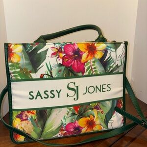 Sassy Jones Vibrant Floral Tote with Green Accents
